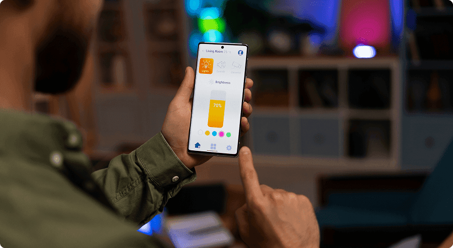 Illustration representing Android app development services with modern mobile apps built for Android devices.