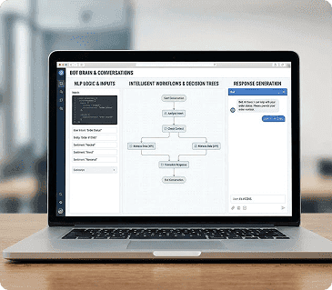 Custom bot development for messaging platforms and web applications.