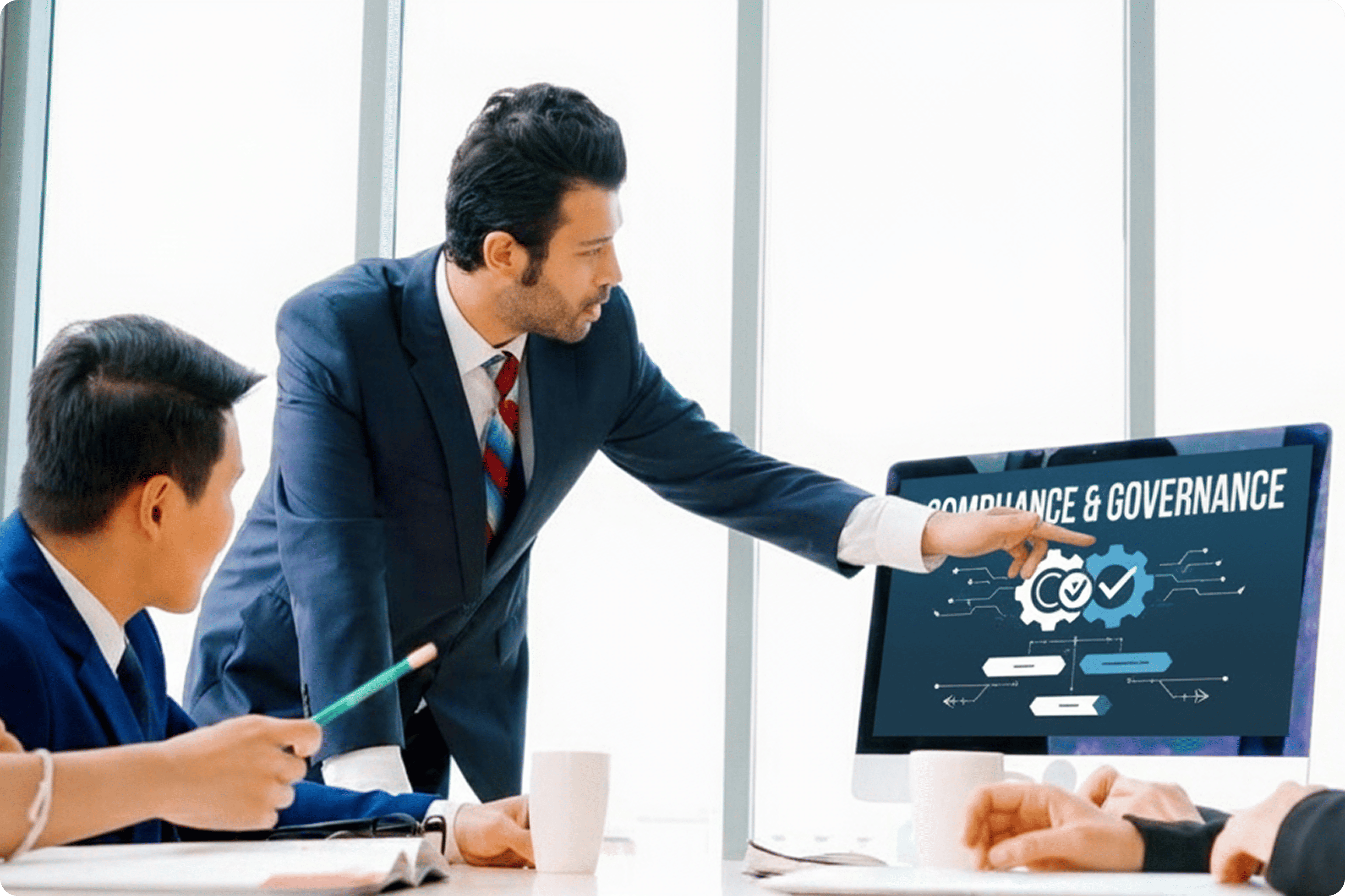 Regulatory compliance and governance framework visual with secure documentation